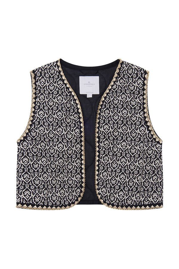 Springfield Quilted embroidered gilet black