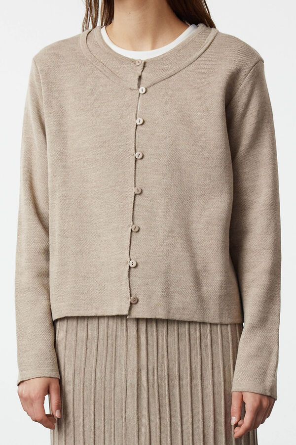 Trendyol Conjunto de casaco de malha, saia e top de malha cru