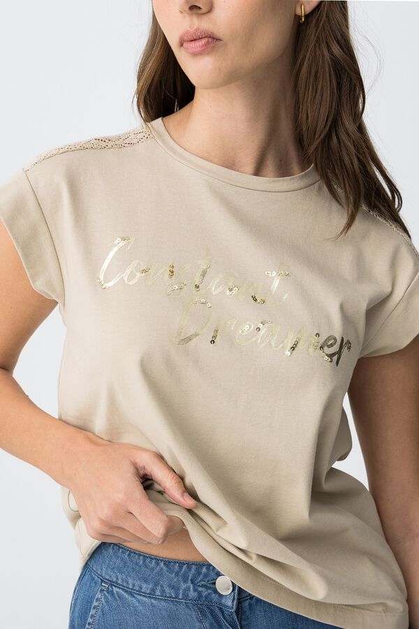 Tiffosi T-shirt with metallic detail gris