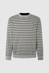 Springfield Striped cotton jumper grey