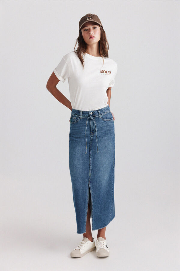 Springfield Denim long skirt blue