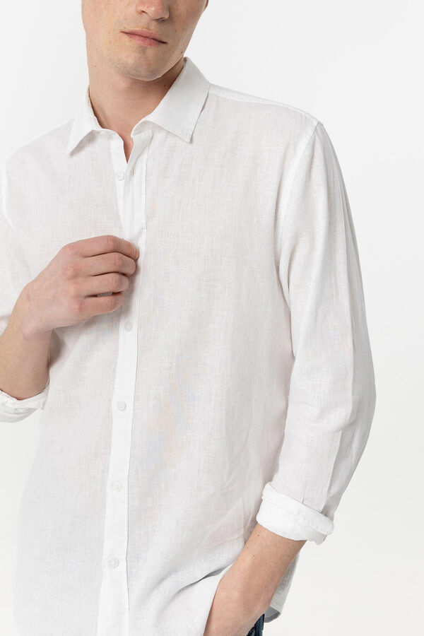 Springfield Regular Fit Linen Shirt white