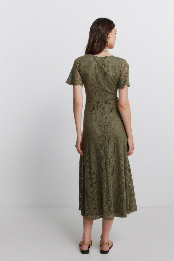 Springfield Embroidered midi dress printed