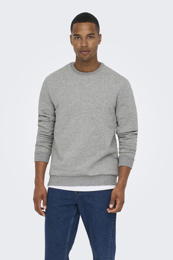 Springfield Sweatshirt mit Rundhalsausschnitt grau