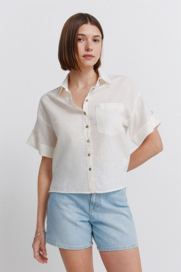 Springfield Linen short sleeve shirt brown