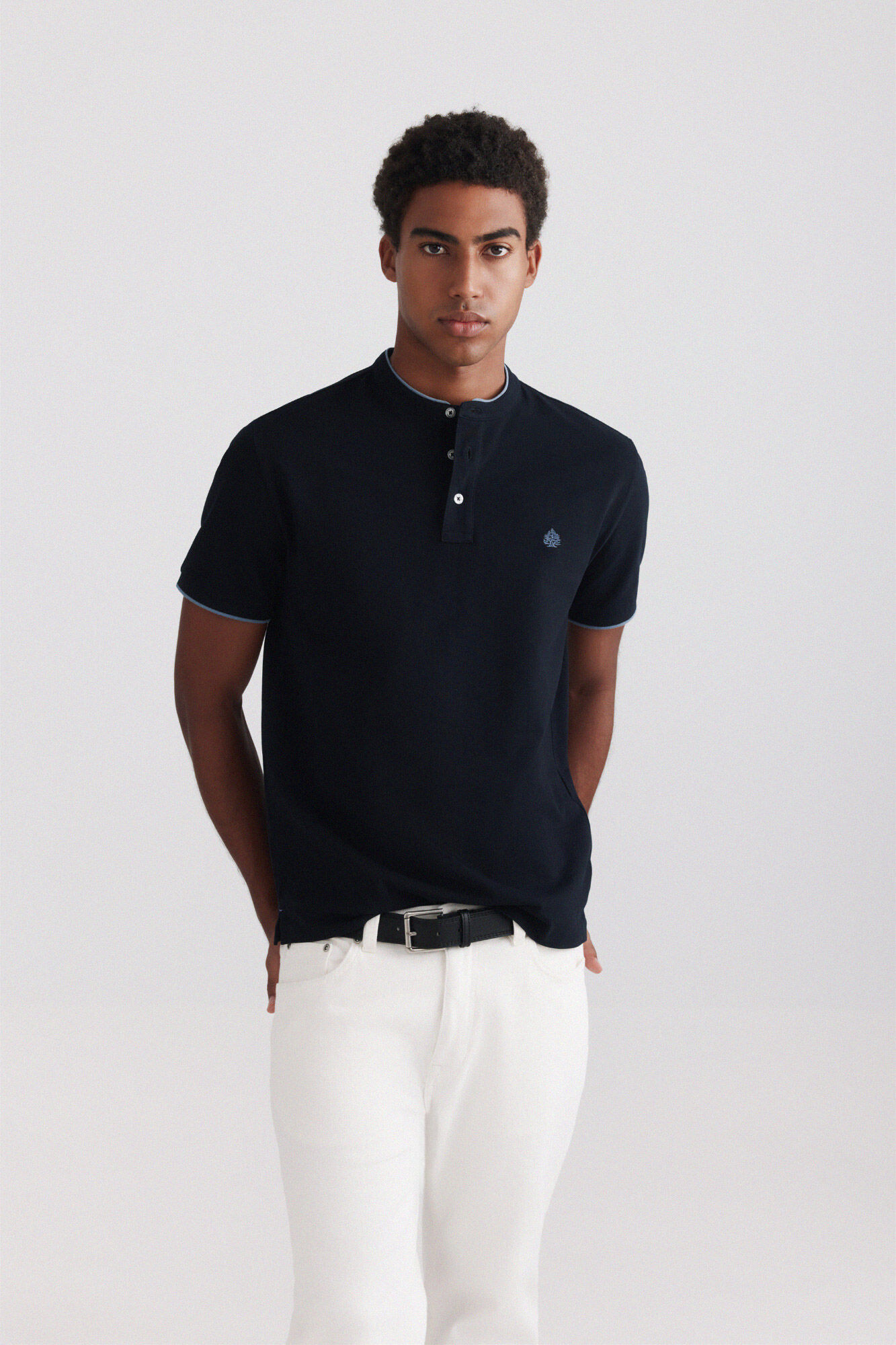 Springfield Piqu&eacute; mandarin collar slim fit polo shirt