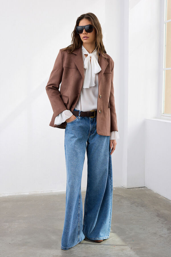 Trendyol Blazer efecto ante marr&oacute;n