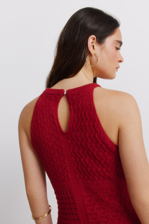 Springfield Halterneck pointelle dress red