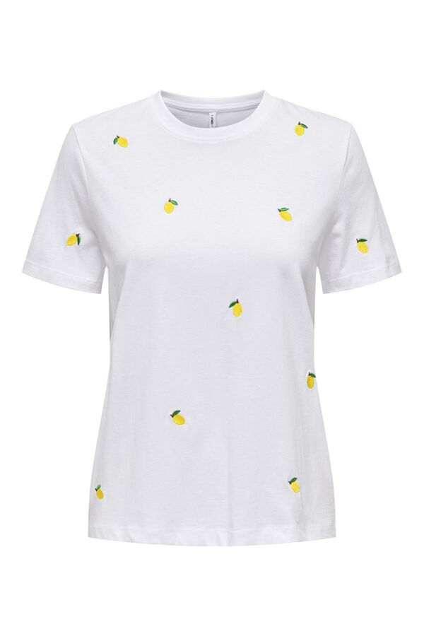 Only short sleeve shirt with embroidered details white