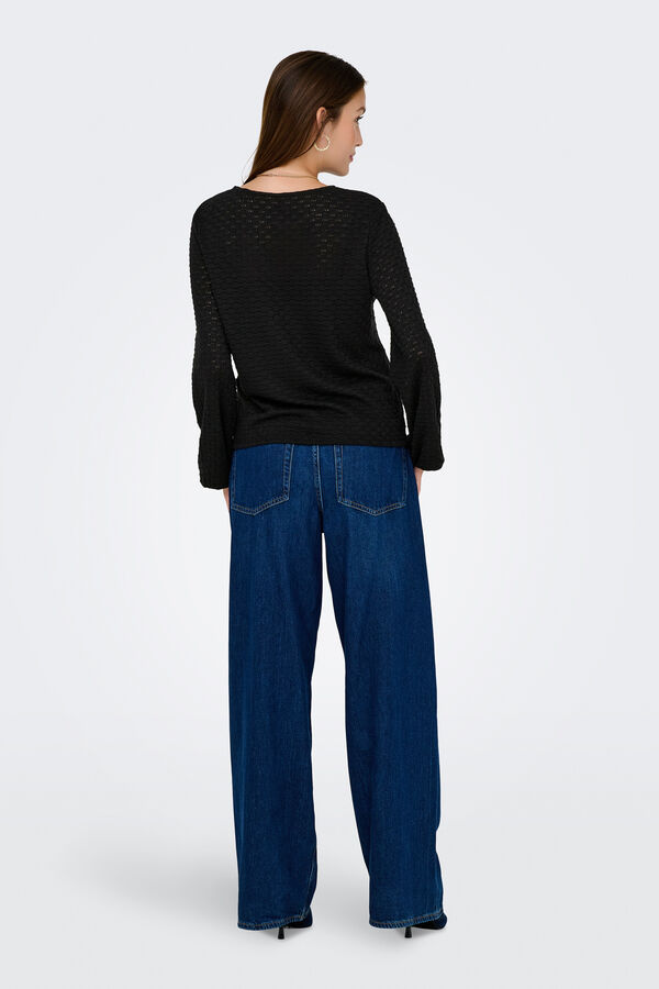 Only Lang&auml;rmelig strukturierte Bluse Schwarz