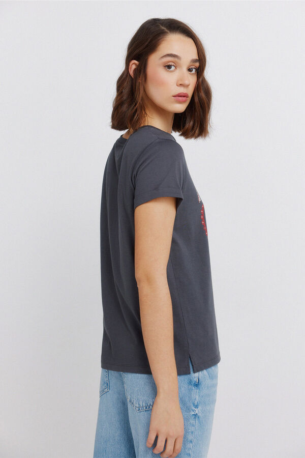 Springfield T-shirt de manga curta com desenho cinzento