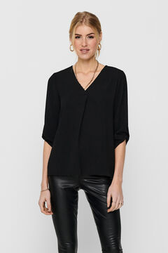 Springfield V-neck blouse with 3/4-length sleeves schwarz
