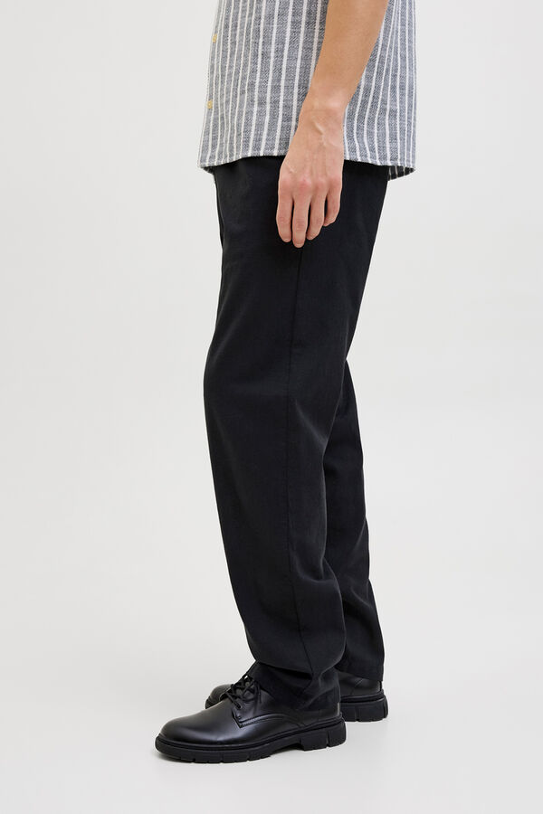 JJ REBEL Linen regular fit jogger trousers black