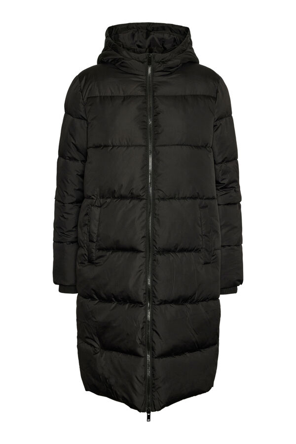 Pieces Casaco Sobretudo com capuz e bolsos preto