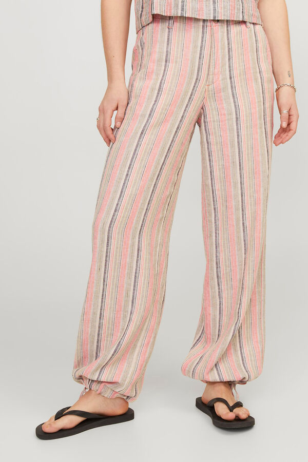 Springfield Striped linen trousers brick