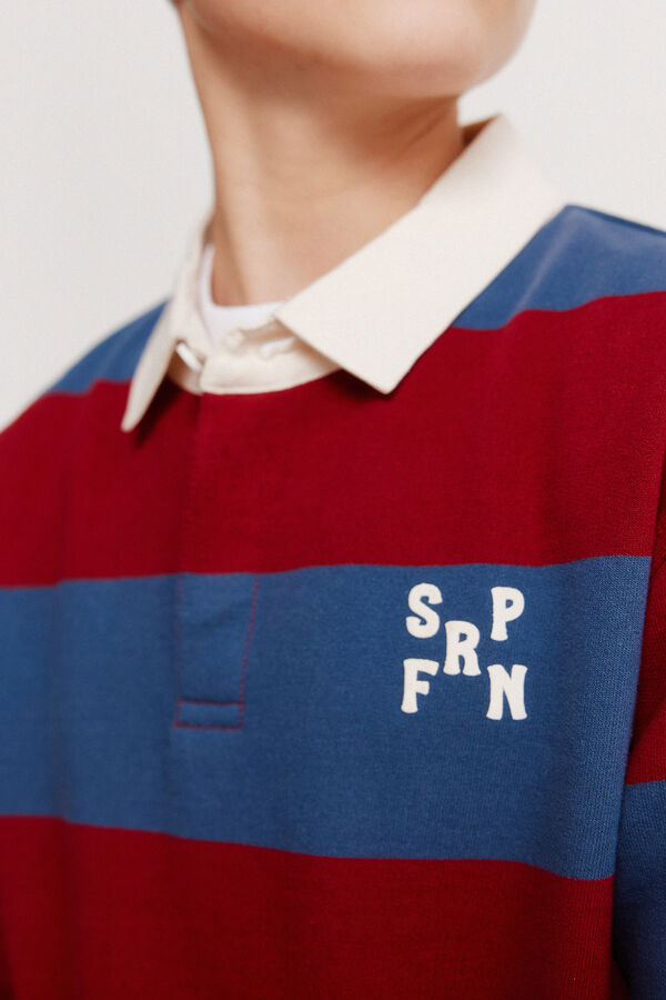 Springfield Kids Prugasta ragbi majica polo za dečake Crvena