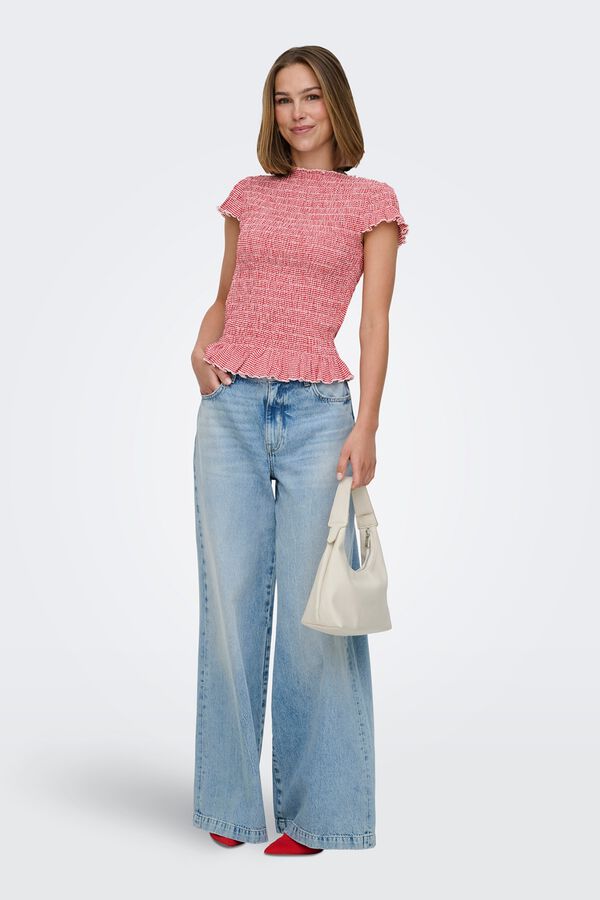 Only Top de cuadros vichy rojo