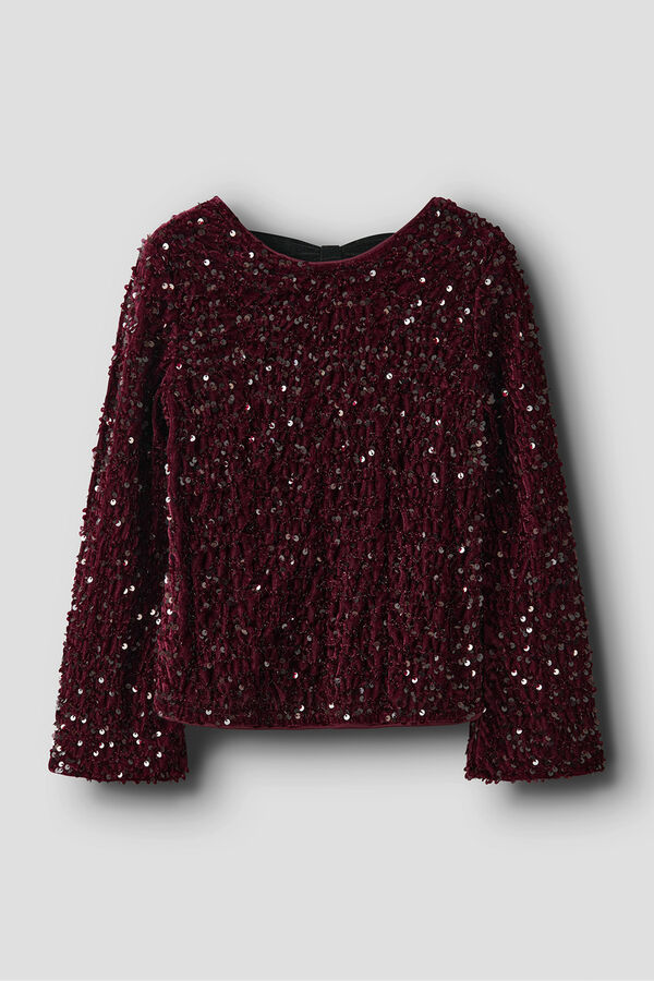 Name It Top de lentejuelas y terciopelo de niña morado/lila