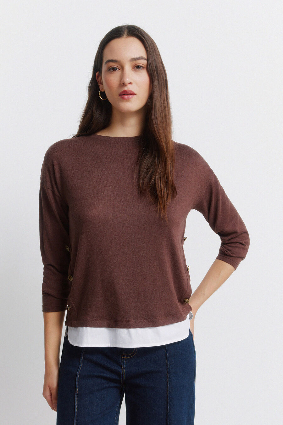 Camiseta combinada botones lateral