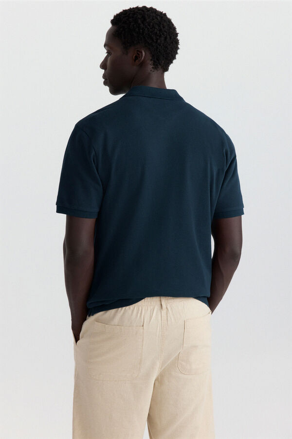 Springfield Piqu&eacute; basic regular fit polo shirt blue