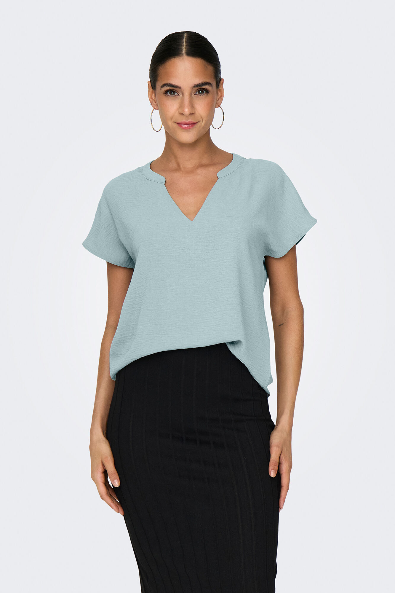 JDY Blusa manga corta lino