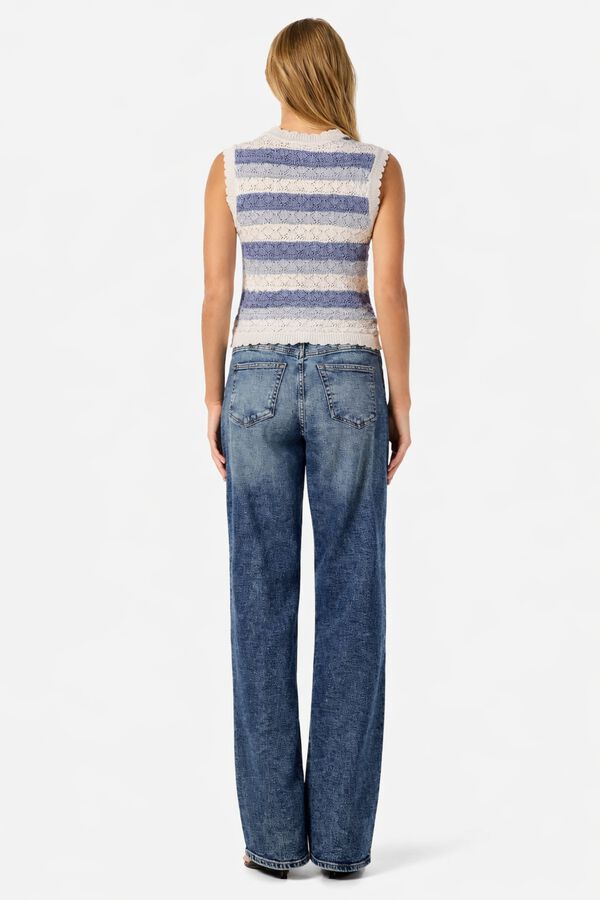 Noisy May Sleeveless pointelle knit top blue