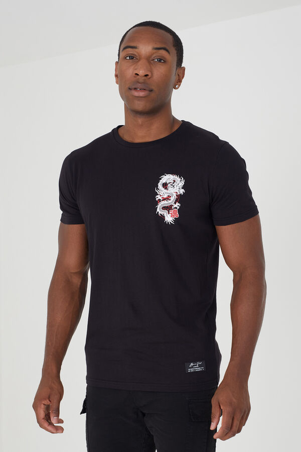 Springfield T-Shirt mit Print hinten schwarz