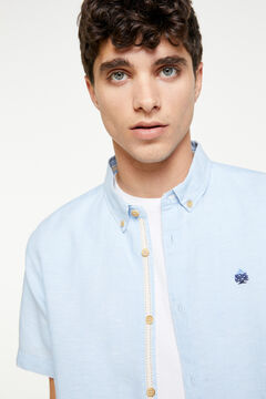 Springfield Chemise manches courtes lin marine mix