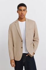 Springfield Blazer lino algod&oacute;n beige