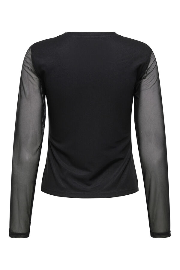 Only Semi-transparent T-shirt Crna