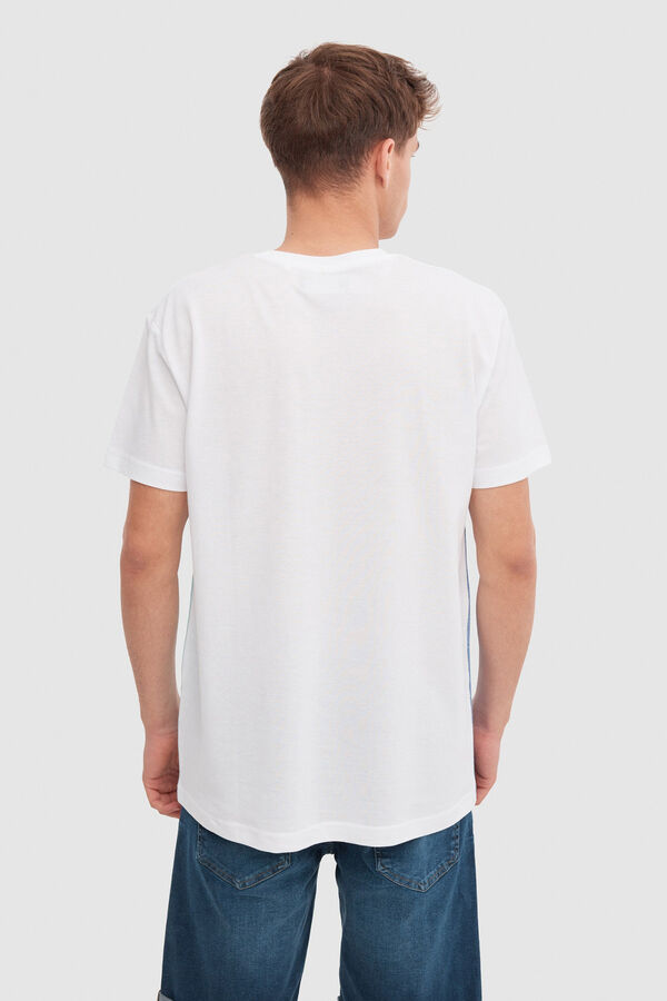 Springfield T-Shirt mit Farbblockstruktur Weiß