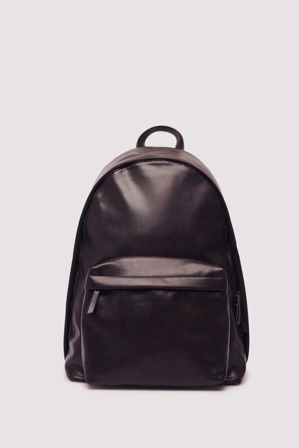 Springfield Brown leather effect casual backpack nude