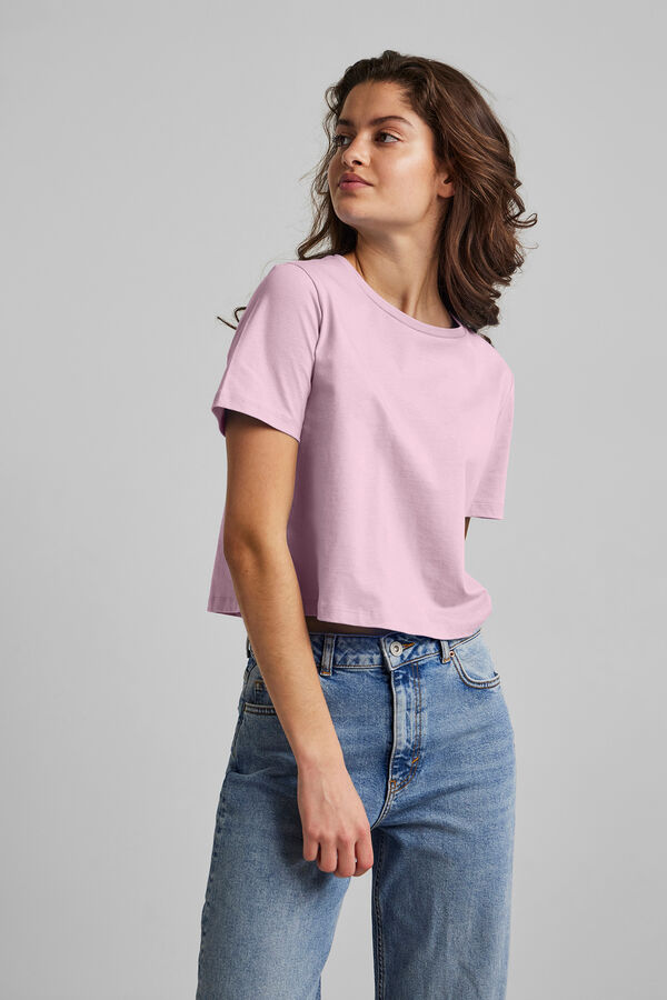 Springfield T-shirt cropped de algodão rosa