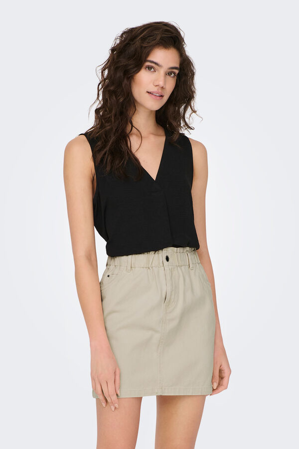 JDY Sleeveless front pleat blouse black