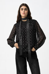 Tiffosi Blusa Semitransparente Drapead negro