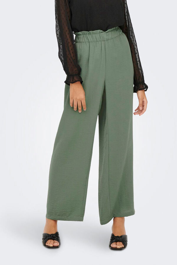 JDY Weite Hose mit Gummizug Gr&uuml;n