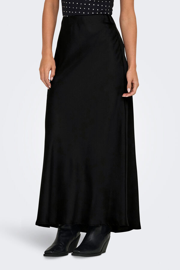 Only Falda larga sat&eacute;n negro