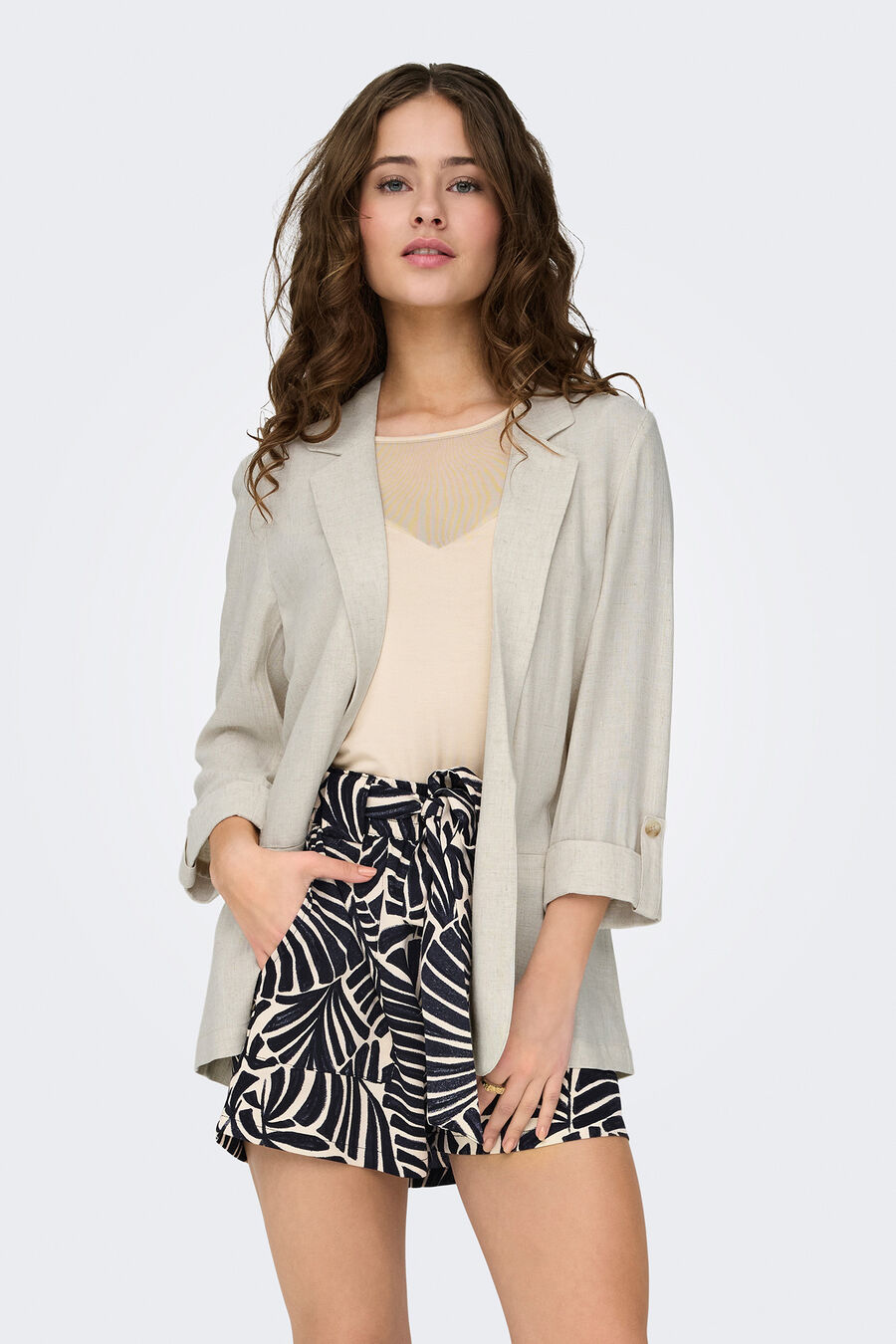 Blazer de manga 3/4 remangada