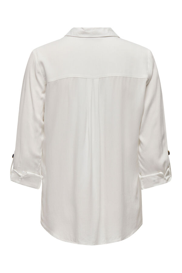 Only Camisa de rayas bolsillos frontales blanco