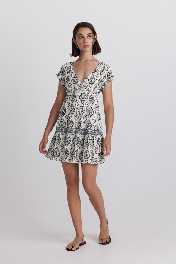 Springfield Printed short dress white