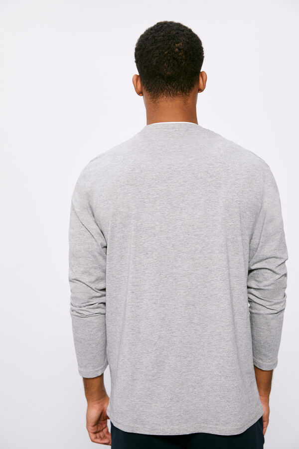 Springfield Camiseta manga larga doble cuello gris medio