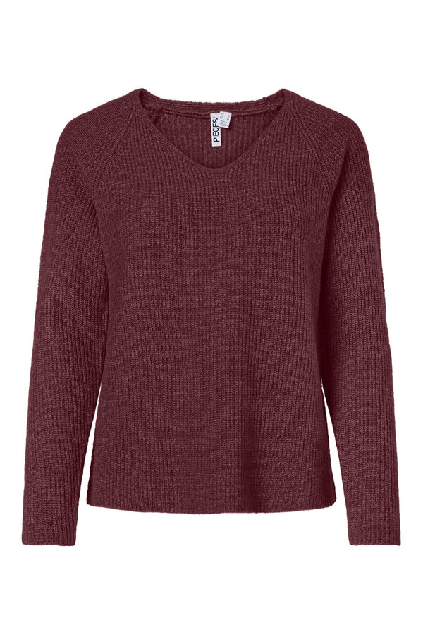 Pieces Basic V-neck jumper red