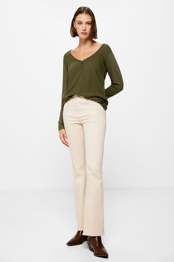 Springfield Two-material Button Neckline T-shirt printed