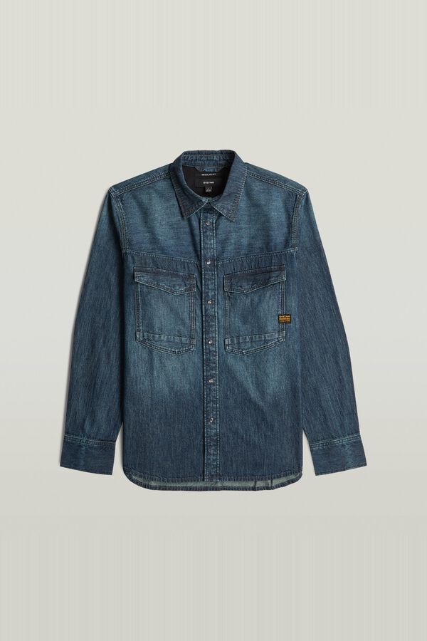 G-STAR Denim shirt with pockets blue
