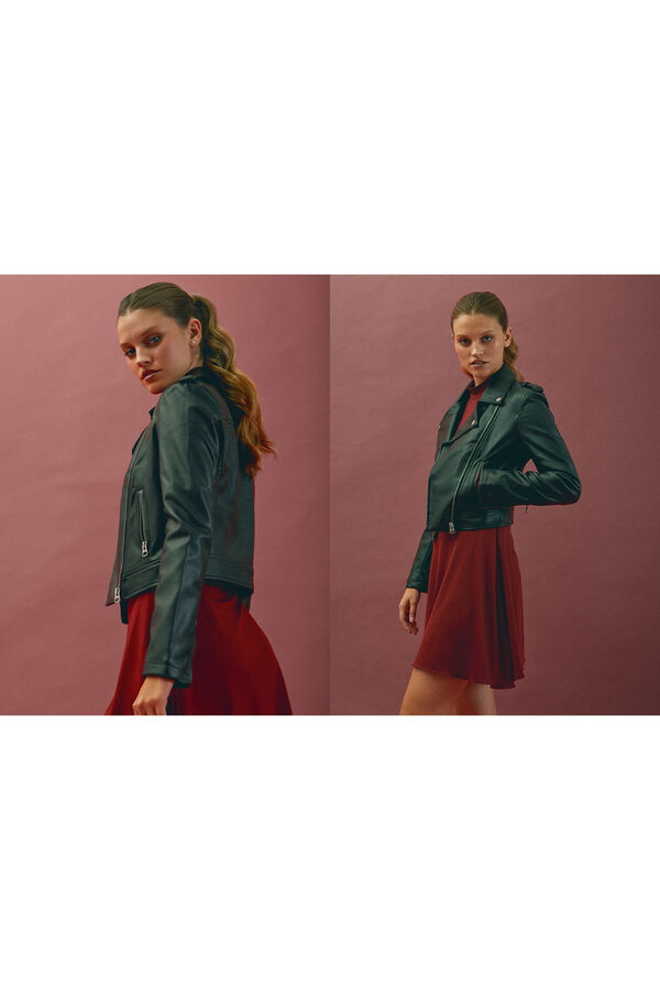 Inside Faux leather biker jacket black