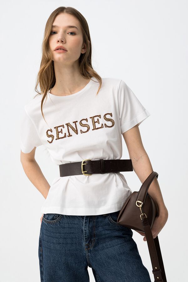 Tiffosi T-shirt with lettering blanc