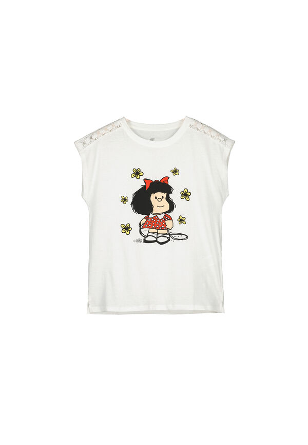 Springfield Mafalda crochet shoulders T-shirt ocher