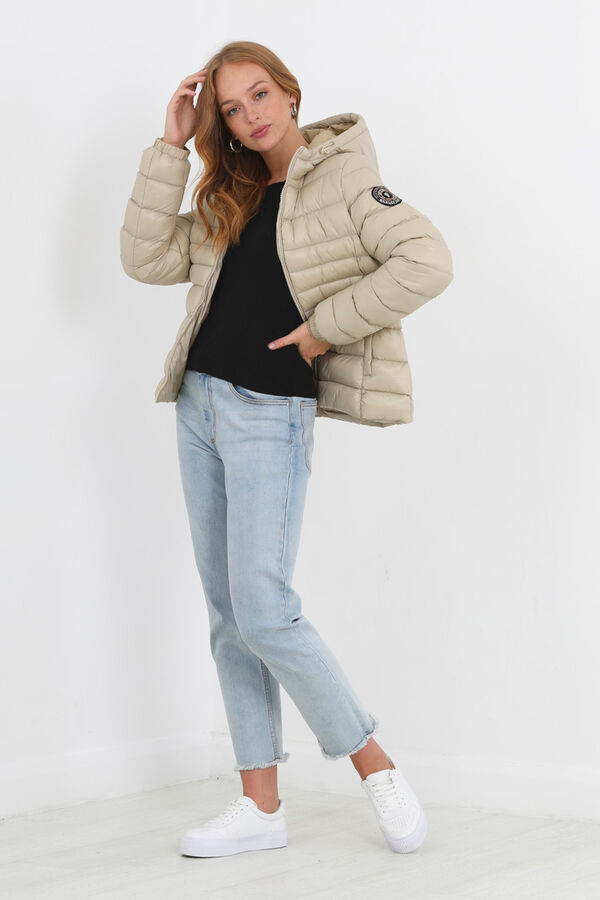 Springfield Quilted puffer jacket with hood smeđa
