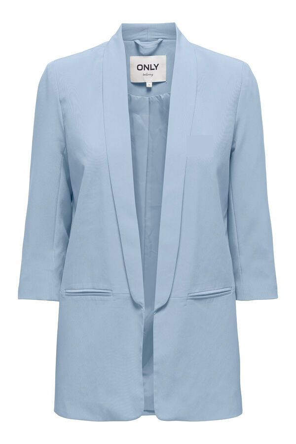 Only Blazer de manga a 3/4 com lapelas azul