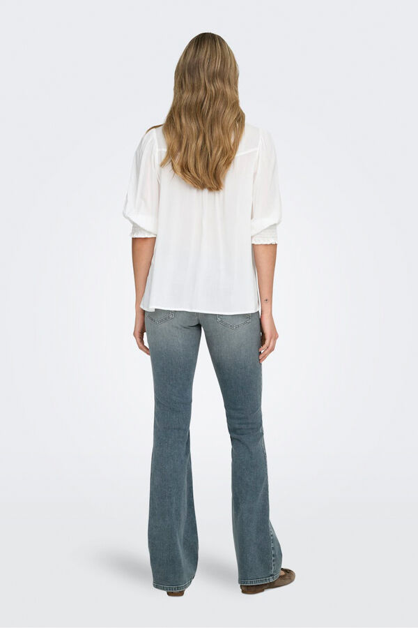 Only Elastic 3/4 sleeve shirt white